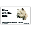 Warnschild "Hier wache ich!" Größe 17x10 cm,  weiß