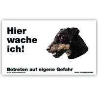 Warnschild "Hier wache ich!" Größe 17x10 cm,  weiß