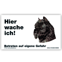 Warnschild "Hier wache ich!" Größe 17x10 cm,  weiß