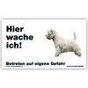 Warnschild "Hier wache ich!" Größe 17x10 cm,  weiß