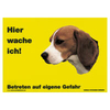 Warnschild "Hier wache ich!" Größe 28 x 20 cm,  gelb