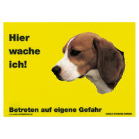 Warnschild "Hier wache ich!" Größe 28 x 20 cm,  gelb