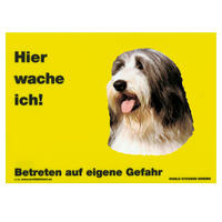 Warnschild "Hier wache ich!" Größe 28 x 20 cm,  gelb