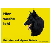 Warnschild "Hier wache ich!" Größe 28 x 20 cm,  gelb