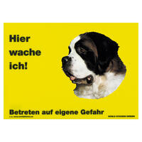 Warnschild "Hier wache ich!" Größe 28 x 20 cm,  gelb