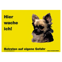 Warnschild "Hier wache ich!" Größe 28 x 20 cm,  gelb