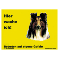 Warnschild "Hier wache ich!" Größe 28 x 20 cm,  gelb