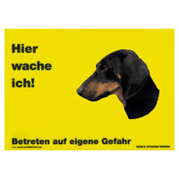 Warnschild "Hier wache ich!" Größe 28 x 20 cm,  gelb