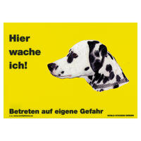 Warnschild "Hier wache ich!" Größe 28 x 20 cm,  gelb