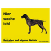 Warnschild "Hier wache ich!" Größe 28 x 20 cm,  gelb