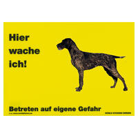 Warnschild "Hier wache ich!" Größe 28 x 20 cm,  gelb