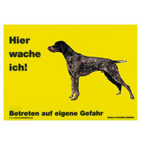 Warnschild "Hier wache ich!" Größe 28 x 20 cm,  gelb