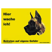 Warnschild "Hier wache ich!" Größe 28 x 20 cm,  gelb
