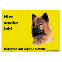 Warnschild "Hier wache ich!" Größe 28 x 20 cm,  gelb