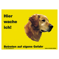 Warnschild "Hier wache ich!" Größe 28 x 20 cm,  gelb