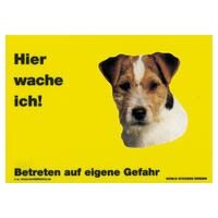 Warnschild "Hier wache ich!" Größe 28 x 20 cm,  gelb