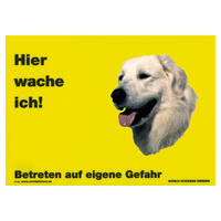 Warnschild "Hier wache ich!" Größe 28 x 20 cm,  gelb