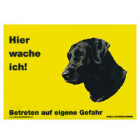 Warnschild "Hier wache ich!" Größe 28 x 20 cm,  gelb