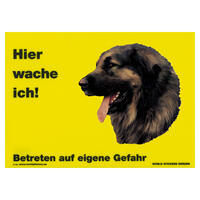 Warnschild "Hier wache ich!" Größe 28 x 20 cm,  gelb