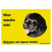 Warnschild "Hier wache ich!" Größe 28 x 20 cm,  gelb