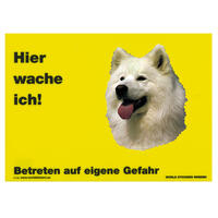 Warnschild "Hier wache ich!" Größe 28 x 20 cm,  gelb