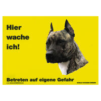 Warnschild "Hier wache ich!" Größe 28 x 20 cm,  gelb