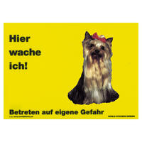 Warnschild "Hier wache ich!" Größe 28 x 20 cm,  gelb