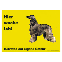 Warnschild "Hier wache ich!" Größe 28 x 20 cm,  gelb