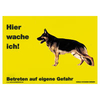 Warnschild "Hier wache ich!" Größe 28 x 20 cm,  gelb