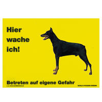 Warnschild "Hier wache ich!" Größe 28 x 20 cm,  gelb