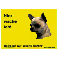 Warnschild "Hier wache ich!" Größe 28 x 20 cm,  gelb