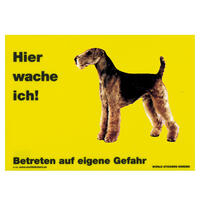 Warnschild "Hier wache ich!" Größe 28 x 20 cm,  gelb