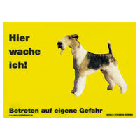 Warnschild "Hier wache ich!" Größe 28 x 20 cm,  gelb