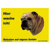 Warnschild "Hier wache ich!" Größe 28 x 20 cm,  gelb