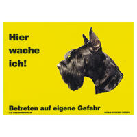 Warnschild "Hier wache ich!" Größe 28 x 20 cm,  gelb