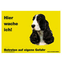 Warnschild "Hier wache ich!" Größe 28 x 20 cm,  gelb