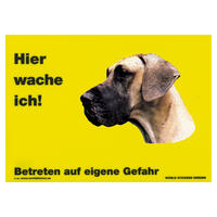 Warnschild "Hier wache ich!" Größe 28 x 20 cm,  gelb
