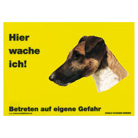 Warnschild "Hier wache ich!" Größe 28 x 20 cm,  gelb