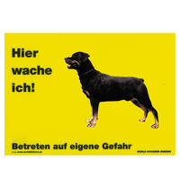 Warnschild "Hier wache ich!" Größe 28 x 20 cm,  gelb
