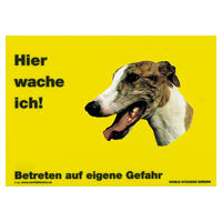 Warnschild "Hier wache ich!" Größe 28 x 20 cm,  gelb