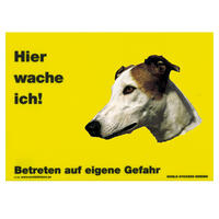 Warnschild "Hier wache ich!" Größe 28 x 20 cm,  gelb