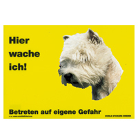 Warnschild "Hier wache ich!" Größe 28 x 20 cm,  gelb