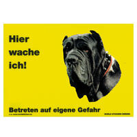 Warnschild "Hier wache ich!" Größe 28 x 20 cm,  gelb