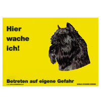 Warnschild "Hier wache ich!" Größe 28 x 20 cm,  gelb