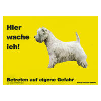 Warnschild "Hier wache ich!" Größe 28 x 20 cm,  gelb