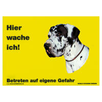 Warnschild "Hier wache ich!" Größe 28 x 20 cm,  gelb