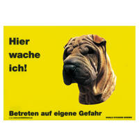 Warnschild "Hier wache ich!" Größe 28 x 20 cm,  gelb