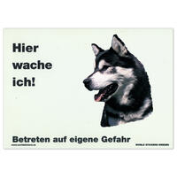 Warnschild "Hier wache ich!" Größe 28 x 20 cm,  weiß