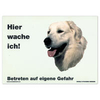 Warnschild "Hier wache ich!" Größe 28 x 20 cm,  weiß
