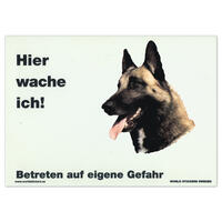 Warnschild "Hier wache ich!" Größe 28 x 20 cm,  weiß